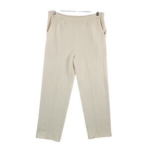 St. John Santana Knit Pants Women 2 Cream Elastic Waist